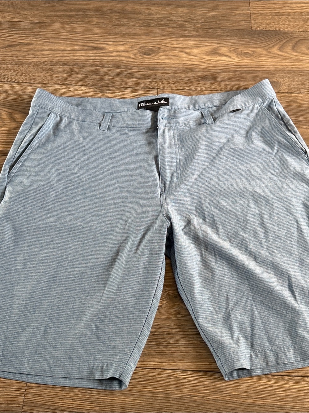 Travis Mathew Heathered Sky Blue Flat-Front Shorts - Picture 2 of 6